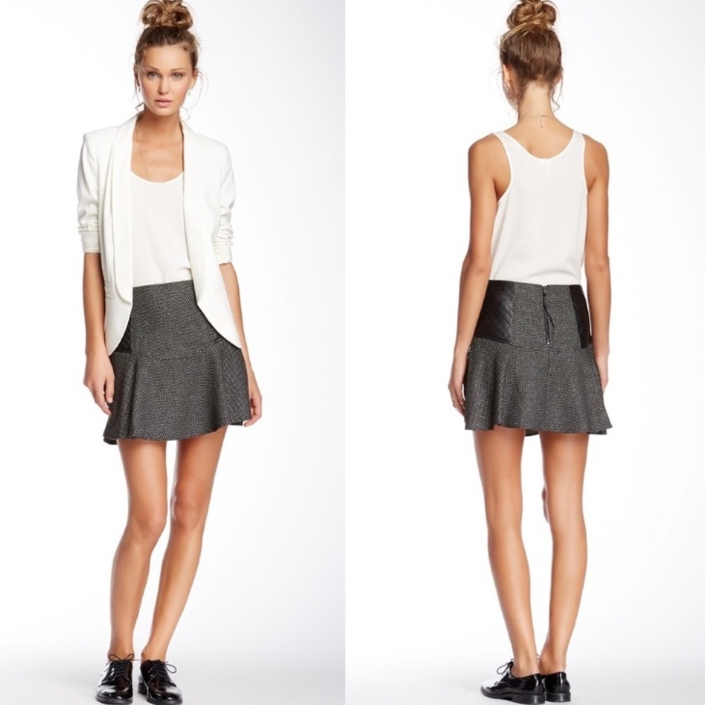 BCBGeneration Quilted Faux Leather Inset Skirt‎